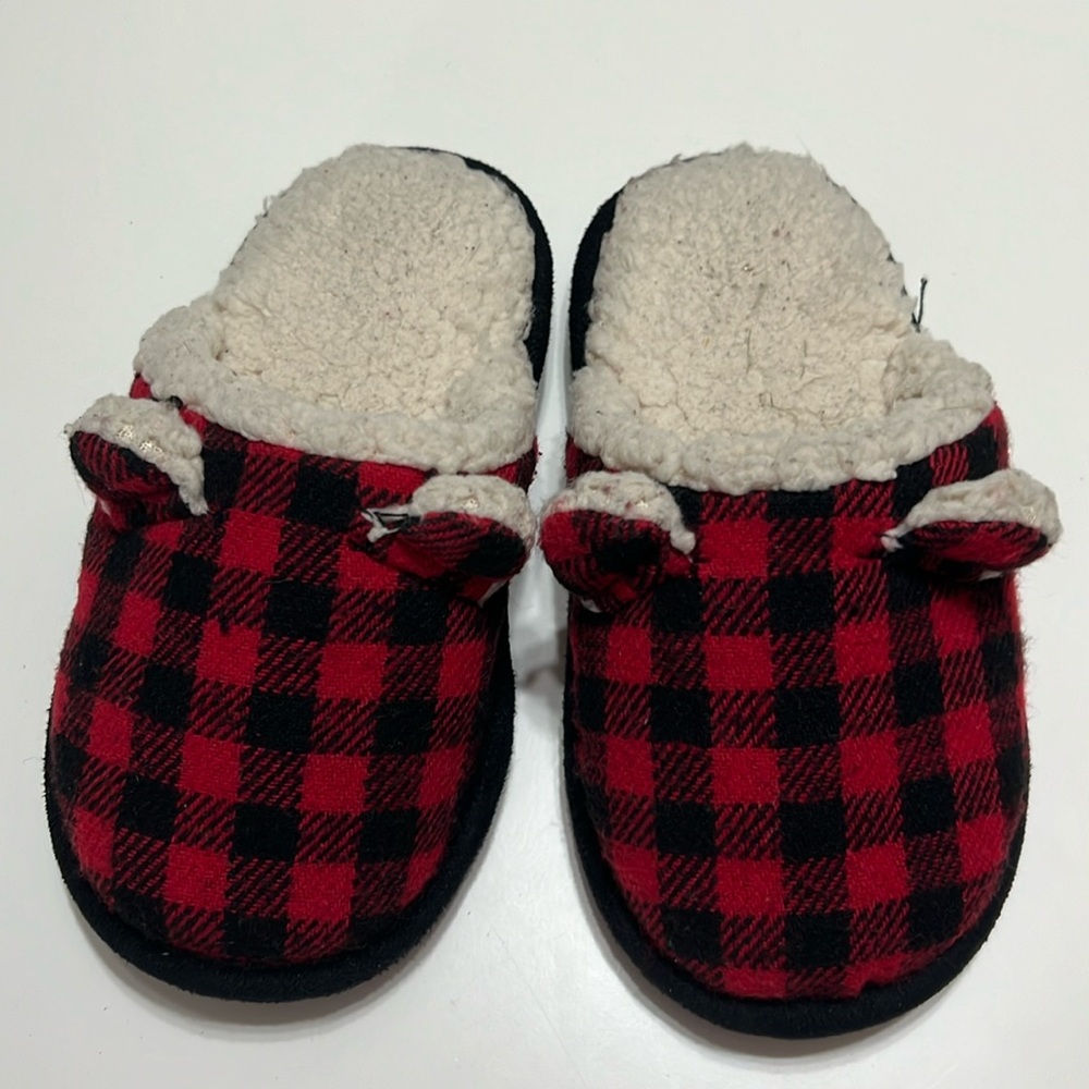 Kids Buffalo plaid slippers